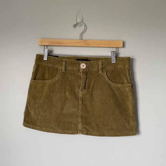 Hurley Dresses & Skirts - Vintage Hurley y2k 2000's Micro Mini Skirt Low-Rise Corduroy Green Junior's 5